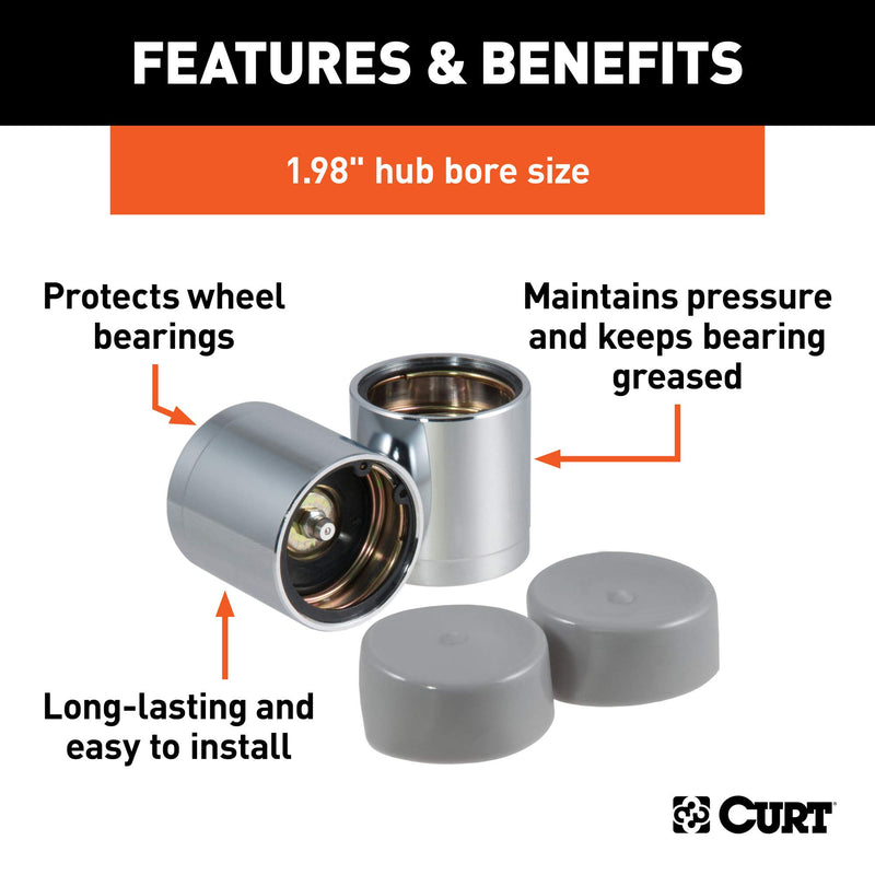  [AUSTRALIA] - CURT 22198 1.98-Inch Bearing Protectors and Dust Covers, 2-Pack