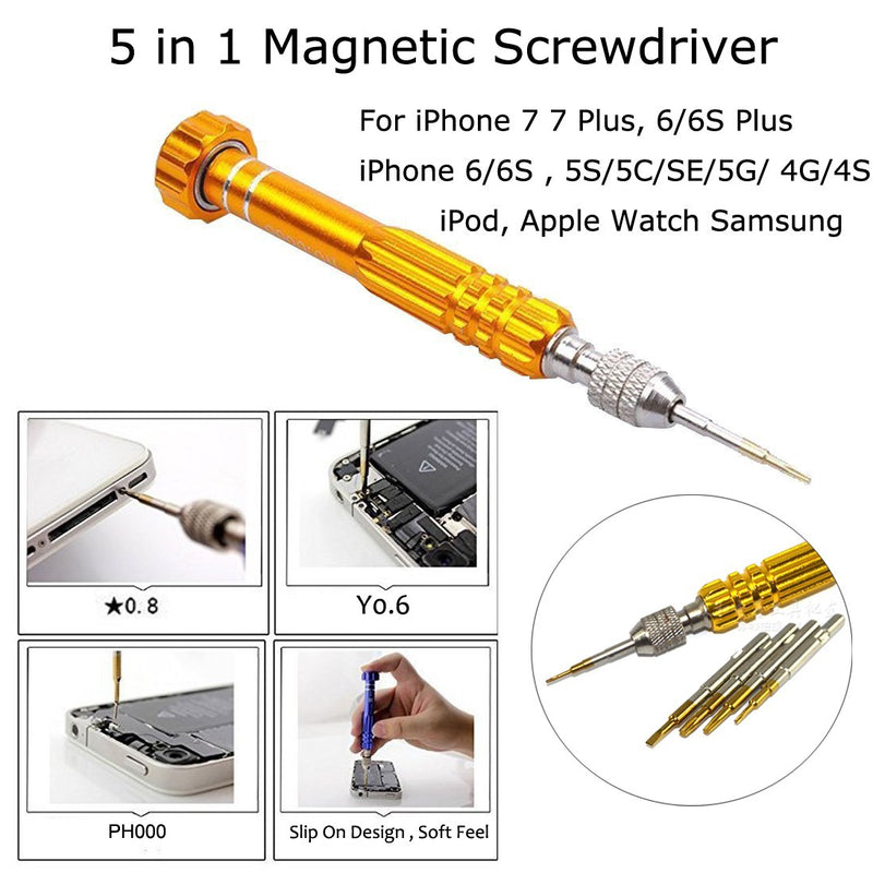 Ogodeal 5 in 1 Screwdriver Kit for Apple iPhone X 8 8 Plus 7 Plus 6s 6 Plus, Y000 Triwing, 0.8 Pentalobe,PH000 Phillips, Flathead T5 Trox Screwdriver Repair Tool Set for Samsung, LG,Motorola,Huawei - LeoForward Australia