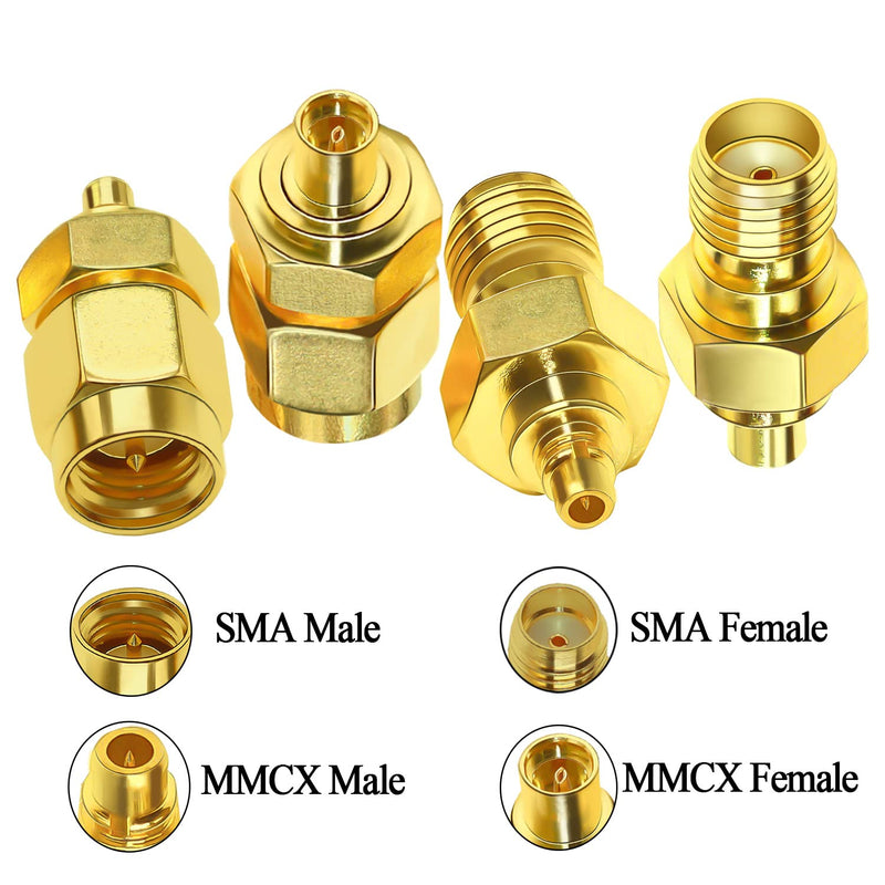  [AUSTRALIA] - TUOLNK SMA to MMCX Coaxial Adapter Kit Pure Brass for WiFi Antenna/Networks/Extension Cable MMCX Male/Female to SMA Male/Female Coax Connector Kits Coax Antenna Adapter 4 Set