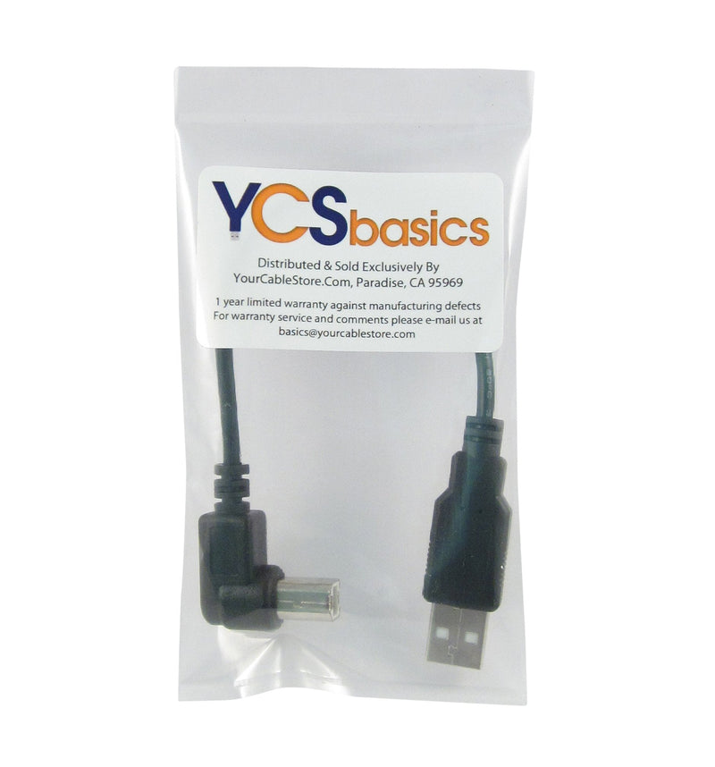  [AUSTRALIA] - YCS basics Black 6 Inch USB 2.0 High Speed Printer/Scanner Right Angle Cable 0.5 Ft