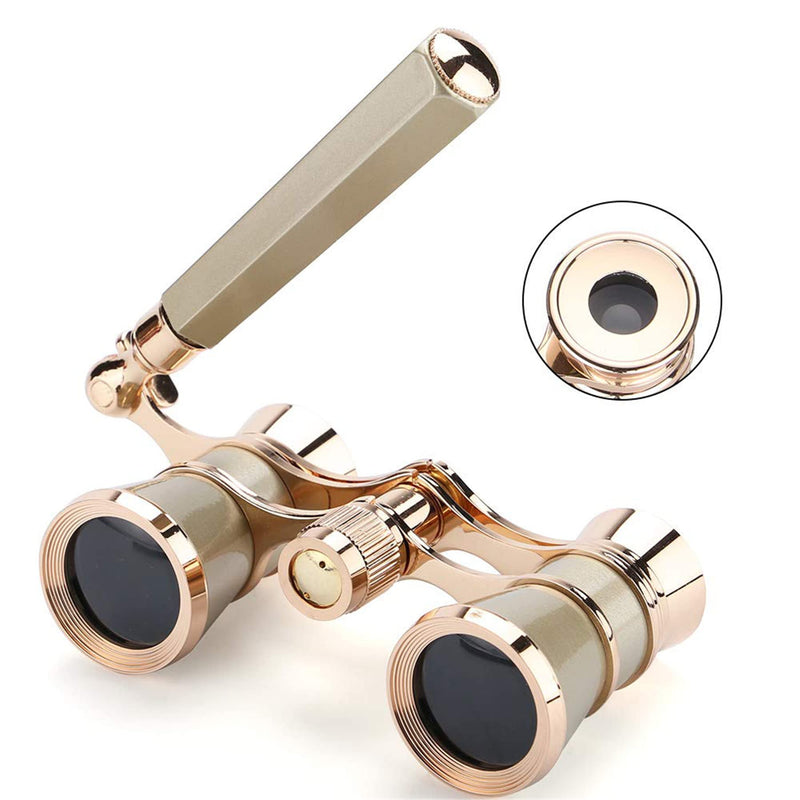  [AUSTRALIA] - Aroncent Opera Glasses Binoculars 3X25 Theater Glasses Mini Binocular Compact with Handle for Adults Kids Women in Opera Musical Concert gold