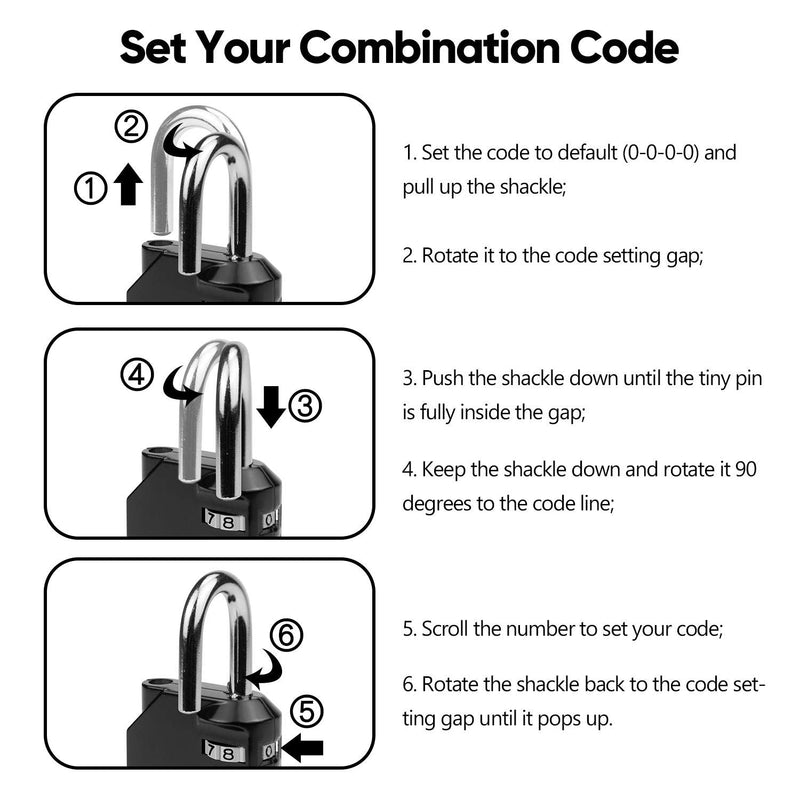  [AUSTRALIA] - Hedume 4 Pack Combination Lock 4 Digit Padlock, for Gym, Sports, School & Employee Locker, Outdoor, Fence, Hasp and Storage(4 Color)