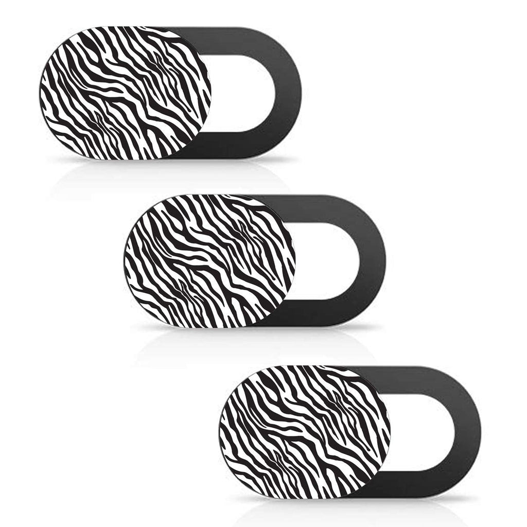  [AUSTRALIA] - SIREG Webcam Cover Slide 0.027in Ultra Thin Web Camera Cover for Laptops Smartphone PC Tablets for Protecting Your Privacy Security (Zebra Texture-Black & 3 Pack)