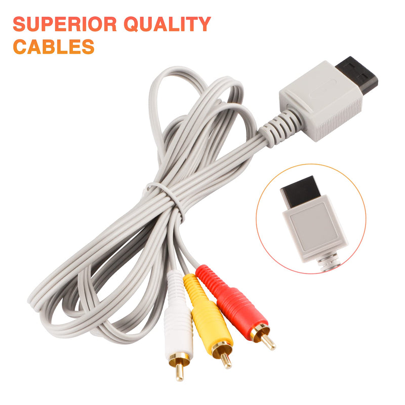 AV Cable for Wii Wii U, Composite Audio Video TV Connector Cable Cord for Nintendo Wii U/Wii - LeoForward Australia
