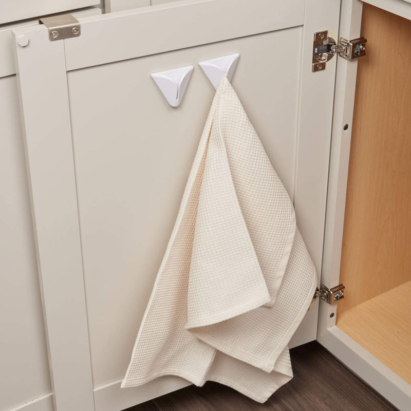  [AUSTRALIA] - iDesign Self-Adhesive Dish Towel Holder for Kitchen - Pack of 2, White