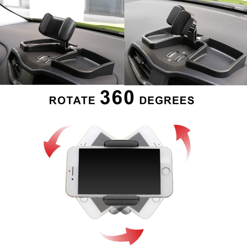  [AUSTRALIA] - Camoo for Jeep Renegade Phone & GPS Car Holder 360 Degree Rotation with Organizer Storage Adjustable Auto Mobile Holder Stand Kit Fits Jeep Renegade 2015-2021 (Black Black