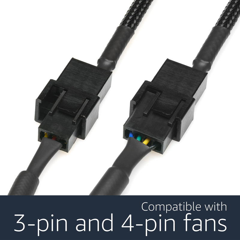  [AUSTRALIA] - CRJ Full Speed 12V Voltage Step-Up USB to 3-Pin and 4-Pin PC Fan Sleeved Power Adapter Cable