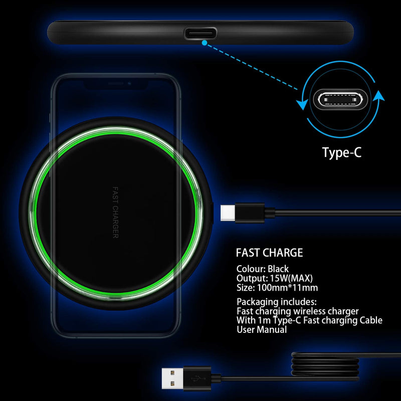  [AUSTRALIA] - Wireless Charger, iSeekerKit 2 Pack 15W Max Fast Wireless Charging Pad Compatible for iPhone 13/12 Pro/XR/XS/X/8, Galaxy S10/S10e/Note10/9, Google Pixel 3/3XL, V30 V40(No Adapter)