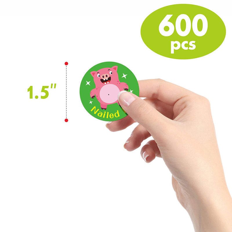  [AUSTRALIA] - 600 Incentive Stickers Adorable Round Animal Encouraging Stickers Teacher Reward Motivational Sticker in 16 Designs with Perforated Line (Each Measures 1.5" in Diameter) Cartoon Animal