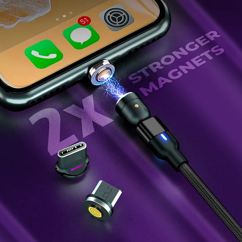  [AUSTRALIA] - Statik 360 Pro Magnetic Charging Cable 100W Fast Charge Type C and Micro USB Magnet Connectors, 100 W Magnetic Charge Cable 6ft/2m, Data Transfer Capable, Compatible with All Devices