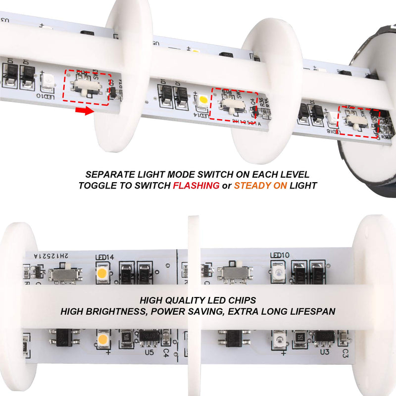  [AUSTRALIA] - 12-24V LED Stack Tower Lights, Industrial Warning Lights, Andon Lights, Column Signal Tower Indicator Lamp Beacon, Continuous/Flashing Light Switchable, 2 Level (with Buzzer) DC 12 to 24V 2-Layers/with Buzzer