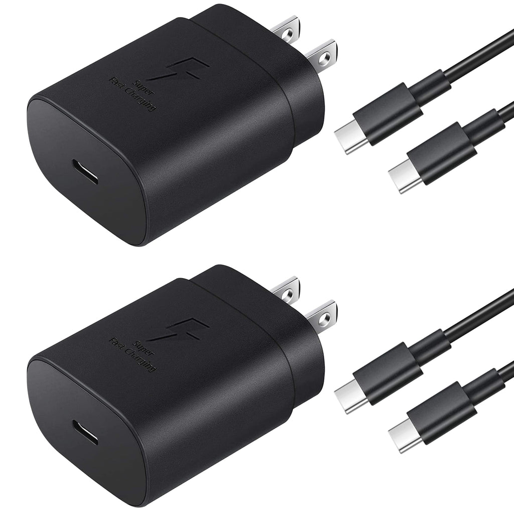  [AUSTRALIA] - Type C Charger, 25W Super Fast Charger for Samsung Galaxy S22/S21, [2-Pack] Power Adapter Wall Plug with 5FT Charging Cable for Galaxy S22+/S22Ultra/S21+/S20/S20+/S10/S10e/Note 8/Note 9/Note20