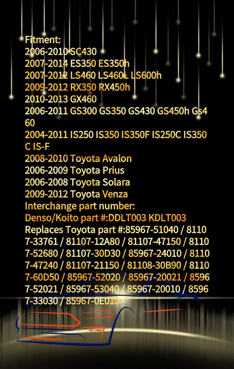 KDLT003 DDLT003 85967-52020 Xenon Headlight Ballast Control Unit Module with Fast Startup Safe Stability for IS250 IS350 RX350 GS300 GS430 ES350 Toyota Prius Avalon Solara Venza - LeoForward Australia