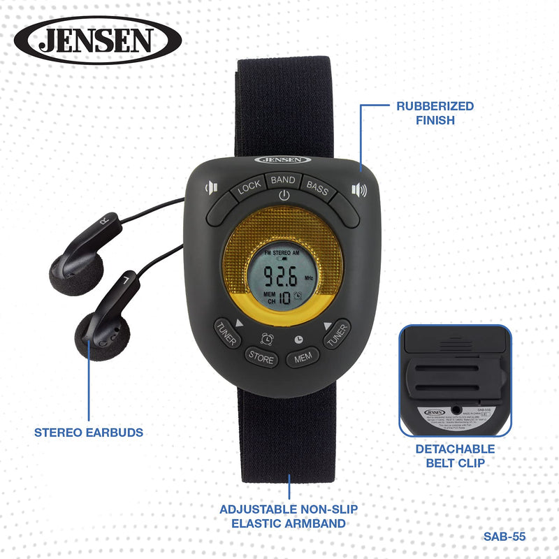 JENSEN SAB-55B Digital AM/FM Stereo Armband Clock Radio - LeoForward Australia