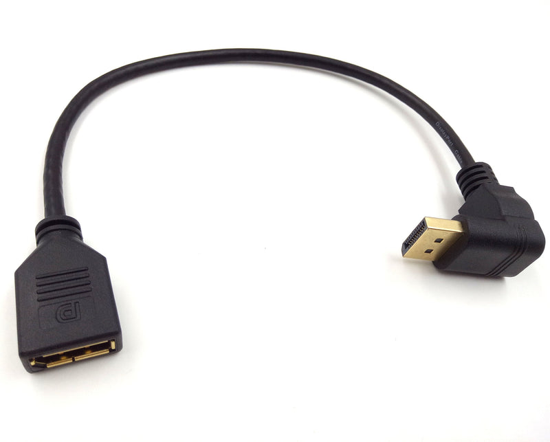  [AUSTRALIA] - DP to DP Cable, Haokiang 30CM/12inch High Definition Gold Plated 90 Degree Left Displayport (DP to DP) Male to Female Audio and Video Extension Adapter Cable (Down M/F) Down M/F