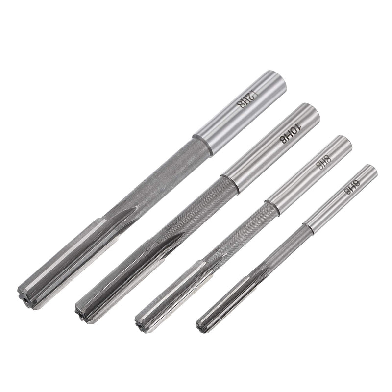  [AUSTRALIA] - uxcell Chucking Reamer Set Lathe Machine Reamer Straight Flute Milling Cutter High Speed Steel H8 Tolerance (6mm 8mm 10mm 12mm) 4pcs