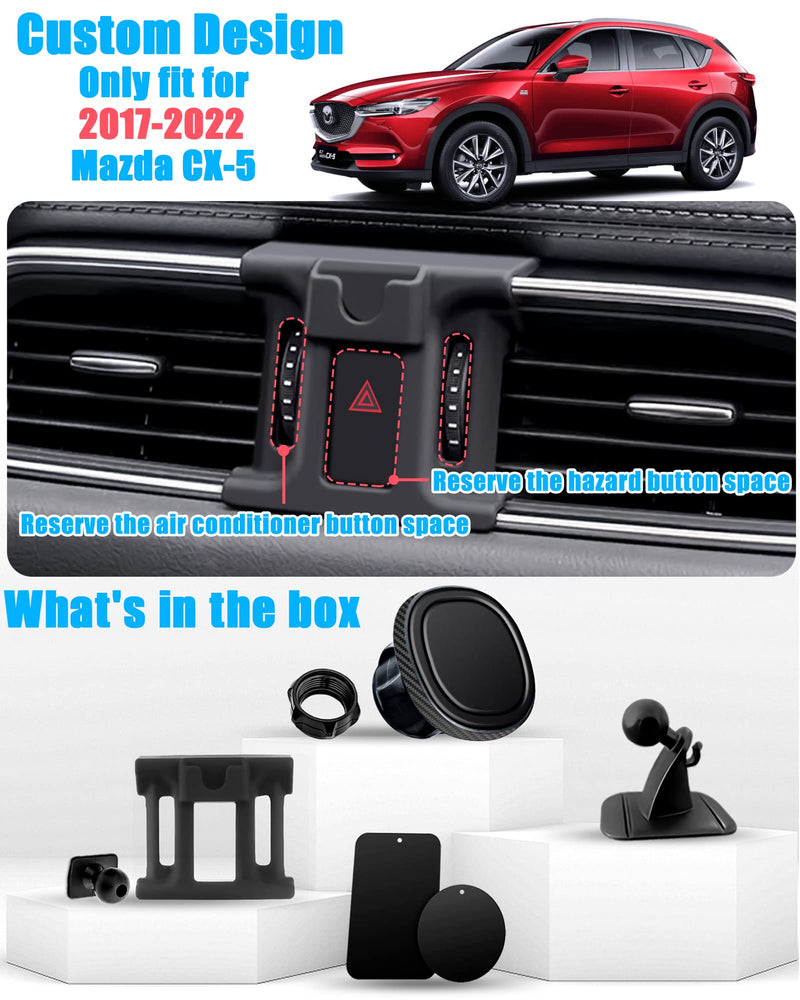  [AUSTRALIA] - Mengfly Car Phone Holder, Car Air Vent Phone Stand Mount, for Mazda CX-5 2023 2022 2021 2020 2019 2018 2017, Auto Dashboard Magnetic Navigation Bracket, for iPhone, Samsung and All Smartphone Black