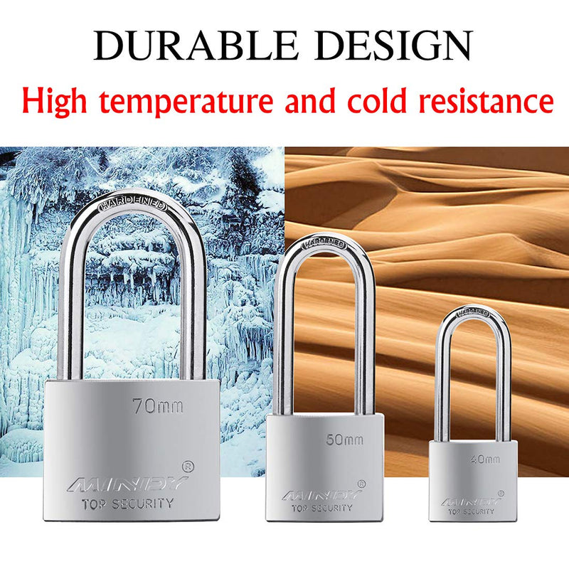  [AUSTRALIA] - 40mm Long Shackle Padlocks for Outdoor Use All Weather Resistant, Alloy Steel Heavy Duty Lock with 4 Keys 1.6in (40mm)