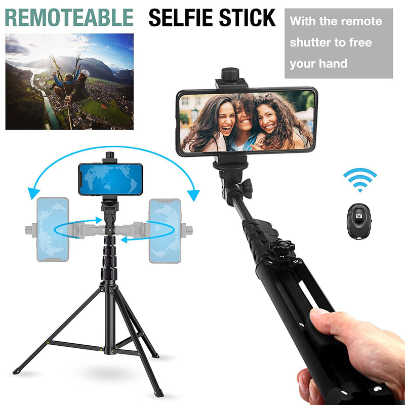 Phone Tripod Stand Selfie Stick 54 Inch Aluminum Alloy with Wireless Remote Video Record/Photography/Live Streaming Compatible with iPhone 13 12 11 pro Xs Max Xr X 8 7 6 Plus, Android Samsung Galaxy - LeoForward Australia