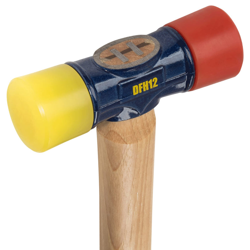  [AUSTRALIA] - Estwing - DFH-12 Rubber Mallet - 12 oz Double-Face Hammer with Soft/Hard Tips & Hickory Wood Handle - DFH12,Black Red & Yellow 1