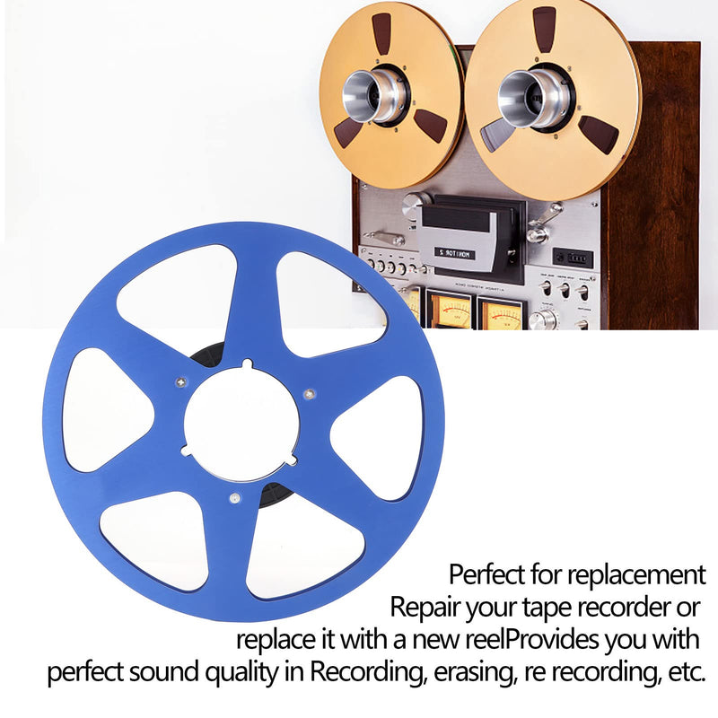  [AUSTRALIA] - 1/4 10 Inch Empty Tape Reel, Aluminum Alloy Takeup Reel, Universal Recording Tape Reel with 6 Hole Windage Holes, Empty Disc Opening Machine Parts (Blue) Blue