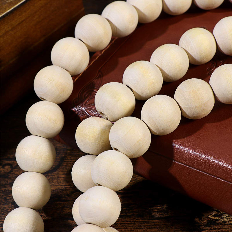  [AUSTRALIA] - LIOOBO Vintage Wood Bead Garland with Tassels Farmhouse Beads Rustic Country Decor