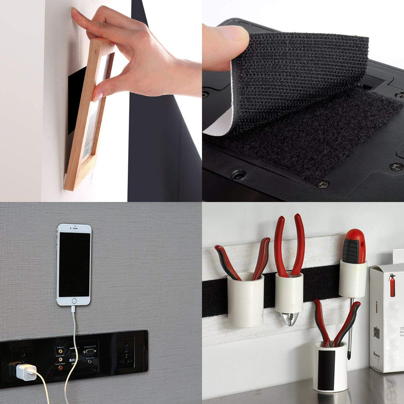  [AUSTRALIA] - 12 Pack Hook and Loop Mounting Tape + 16.5 FT Reusable Cable Management Fastening Straps for Home Office Kitchen Use
