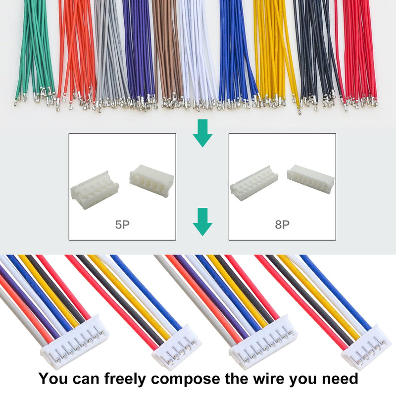  [AUSTRALIA] - Keszoox ZH 1.5MM JST Connector Kit with 28AWG Premium Pre-Crimped Cables, ZH1.5 Connector 2/3/4/5/6/7/8/9/10 Pin Housing JST Adapter Cable Connector with Length of 150mm Wire Cable