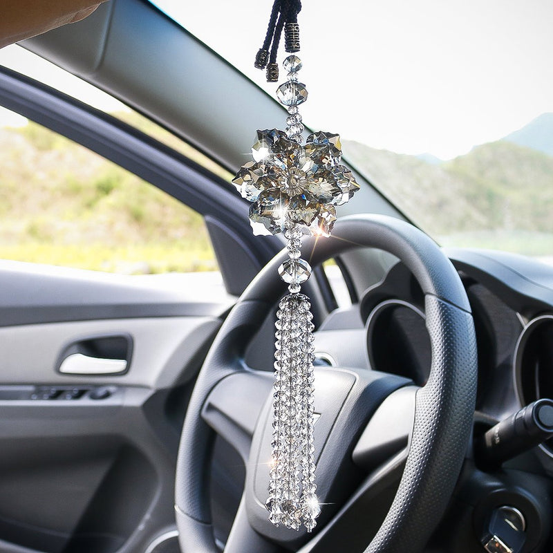 H&D Crystal Maple Leaf Car Pendant Lucky Hanging Rearview Mirror Ornament Car Interior Decor Accessories - LeoForward Australia