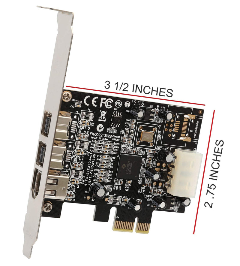  [AUSTRALIA] - Syba SY-PEX30016 3 Port IEEE 1394 Firewire 1394B & 1394A PCIe 1.1 x1 Card TI XIO2213B Chipset Requires Legacy Driver for Windows 8 10