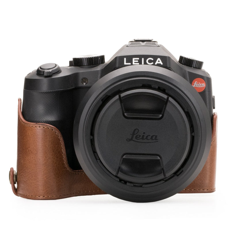  [AUSTRALIA] - MegaGear Ever Ready Genuine Leather Camera Case Compatible with Leica V-Lux (Typ 114) Dark Brown