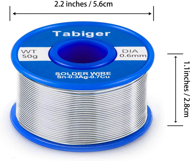  [AUSTRALIA] - Tabiger Solder Wire 0.6mm Lead Free Solder Wire with 97Sn-2Rosin-0.7Cu-0.3A 0.6mm 50g Solder for Electric Soldering