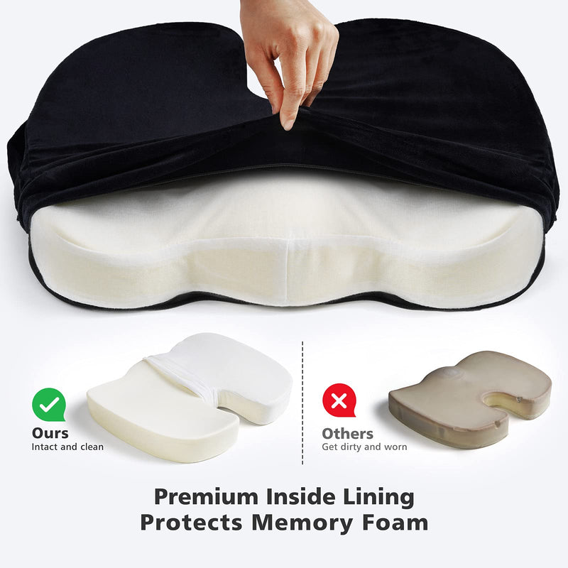 WAOAW Seat Cushion, Office Chair Cushions for Desk Chairs, Sciatica Car Seat Cushion for Back Coccyx Tailbone Pain Relief, No-Slip Dual-Linings Protects Black & White - LeoForward Australia