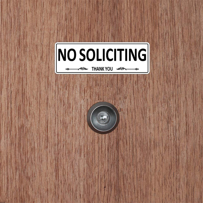  [AUSTRALIA] - (2 Pack) No Soliciting Sign for House, Metal Self-Adhesive No Solicitation Door Signs for Business, 7.5 x 2.5 inches Aluminum Signs for Office Home Gate Window, Weather Proof No Fade Rust Free