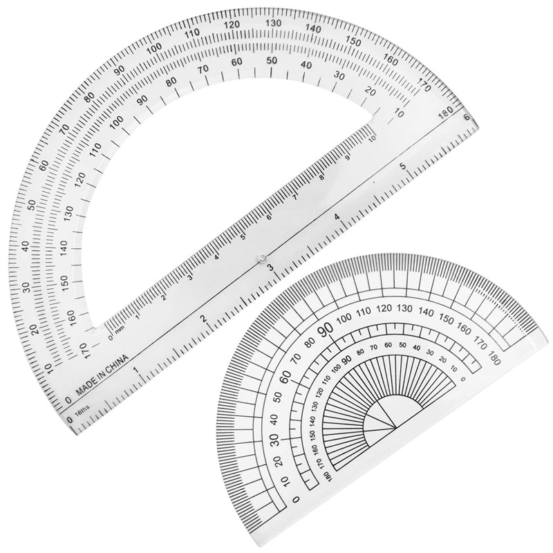 Pack of 4, Plastic Protractors, DaKuan Math Protractors 180 Degrees, 4 Inch & 6 Inch, Clear - LeoForward Australia