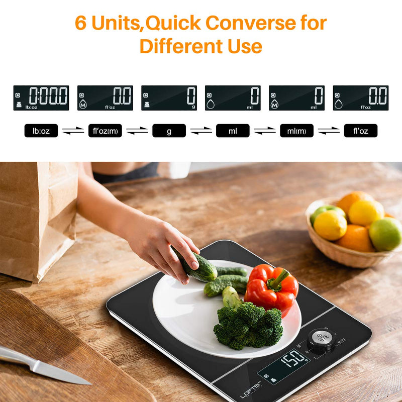  [AUSTRALIA] - Food Scale, Multifunction Digital Smart Kitchen Scale with LED Display for Baking Cooking, Measurement Record and Addition Calculation, Easy to Clean, Tempered Glass Surface, Battery Included Large