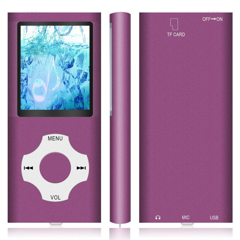  [AUSTRALIA] - MP3 Player / MP4 Player, Hotechs MP3 Music Player with 32GB Memory SD Card Slim Classic Digital LCD 1.82'' Screen Mini USB Port with FM Radio, Voice Record (Purple) Purple