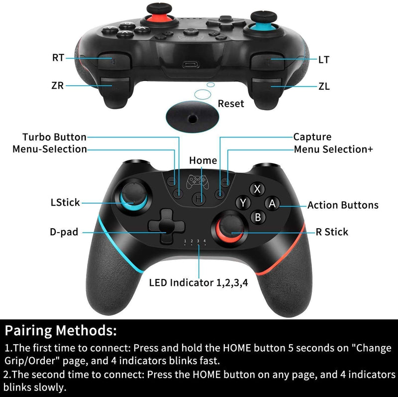  [AUSTRALIA] - Switch Controller, Diswoee&Diswoe Wireless Pro Controller Gamepad Compatible with Switch Support Amibo, Wakeup, Screenshot and Vibration Functions-Black