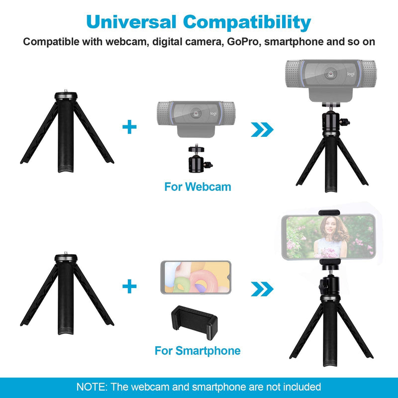  [AUSTRALIA] - NexiGo Lightweight Mini Tripod for Camera/Phone/Webcam, Extendable Stand, for NexiGo Logitech Webcam C920 C922 C925e C922x C930e C930 C615 Brio and Other Devices with 1/4" Thread