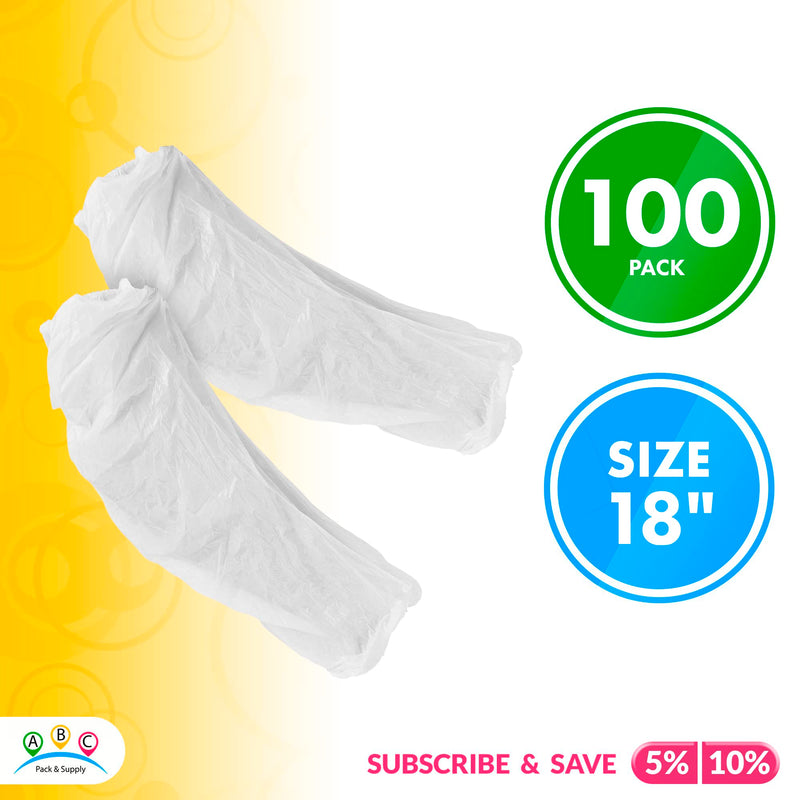  [AUSTRALIA] - Oversleeves 18" Arm Sleeves PE Disposable Covers 2 Mil Polyethylene Plastic Protector with Elastic Ends Oilproof Protection 100 Pack White