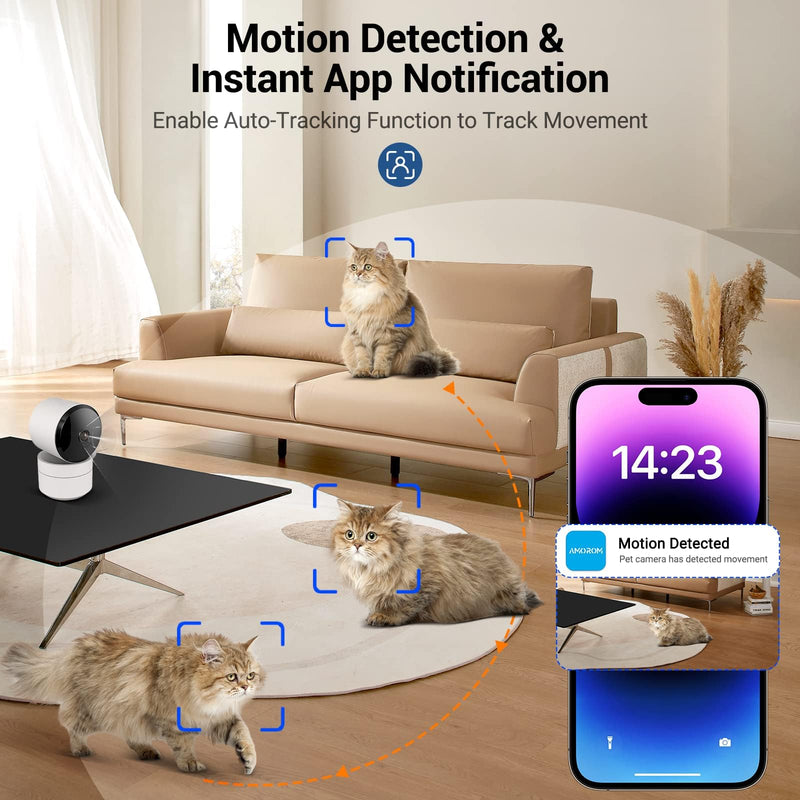  [AUSTRALIA] - WiFi Home Security Camera Indoor,1080P Pet Camera for Dog/Baby Monitor,Free 365-Day US Cloud,360 Degree Motion Track,Pan/Tilt,Privacy Mode,2-Way Audio,Google Assistant & Alexa Compatible, 2 Pack