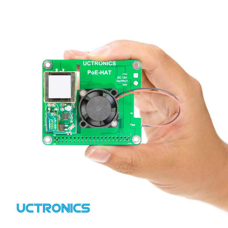  [AUSTRALIA] - UCTRONICS PoE HAT for Raspberry Pi 4 Model B and Pi 3 Model B+, 802.3at Power Over Ethernet Expansion Board with Cooling Fan