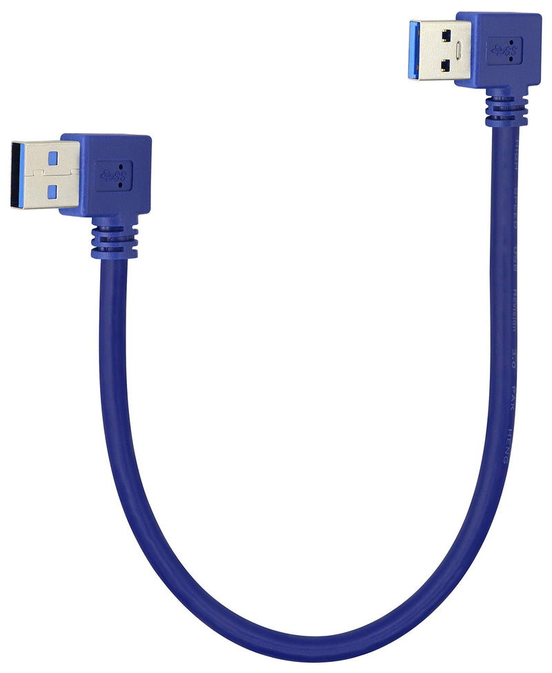  [AUSTRALIA] - AAOTOKK 90 Degree USB to USB 3.0 Adapter Cable Left & Right Angle USB 3.0 A Male to A Male Charging & Data Transfer USB Cable for Hard Drive,Printers,Laptops,Keyboard,More USB A Devices(0.3M/1ft-Blue) Blue 0.3M/1ft