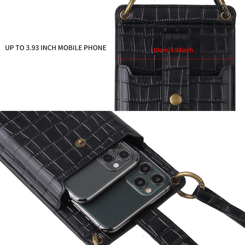  [AUSTRALIA] - [Upgraded] HIGHGO Womens Small Crossbody Cell Phone Wallet Shoulder Phone Purse,Travel Card Holder for iPhone 11/12 /12 Pro Max/ 11 Pro/Xs Max Samsung All Smartphone (Black) Black