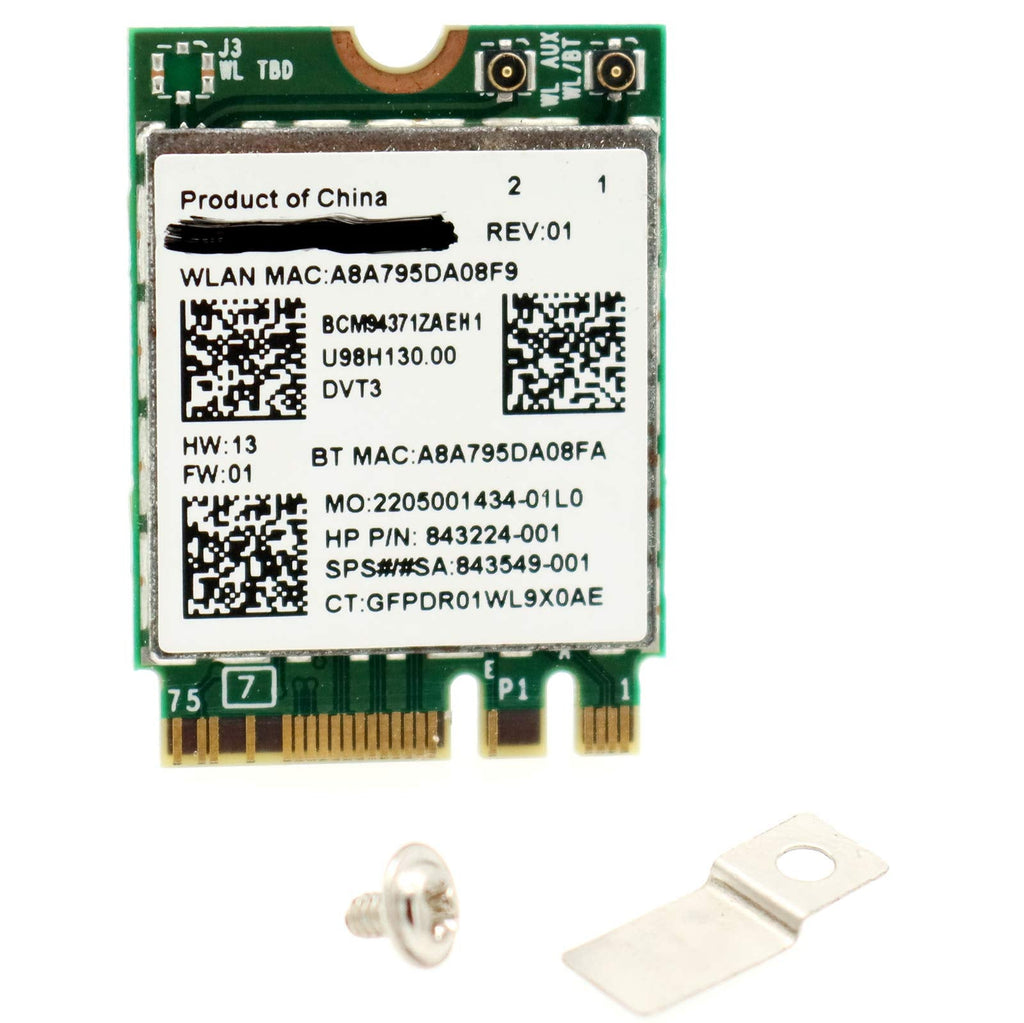  [AUSTRALIA] - Deal4GO BCM94371ZAE 5GHz 802.11ac 867Mbps M.2 NGFF 2230 Mini PCi-e Wireless WiFi Adapter WLAN Card w/Bluetooth 4.1 for HP 15-BC 15-AX BCM94371 843549-001 843224-001