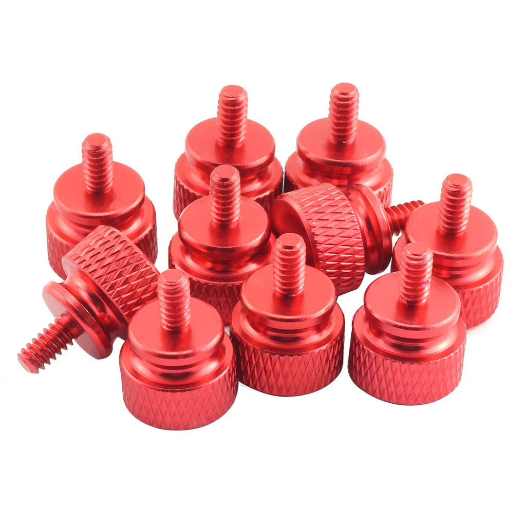  [AUSTRALIA] - RuiLing 10-Pack 6-32 Anodized Aluminum Computer Case Thumbscrews Wine Red Hand-Tighten Thumb Screws WineRed