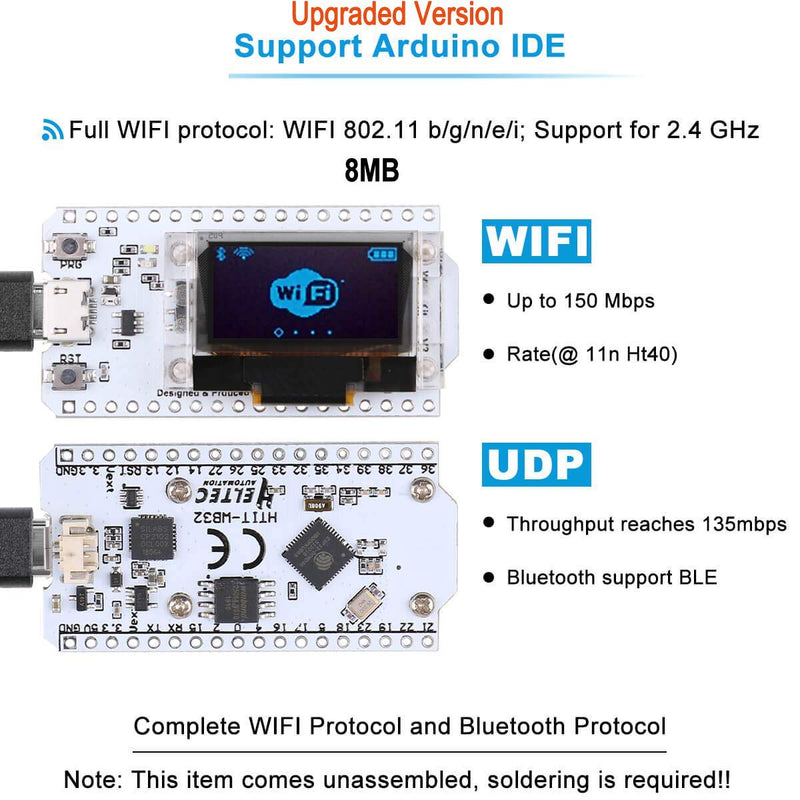  [AUSTRALIA] - MakerFocus ESP32 Development Board Upgraded Version 8MB Flash, ESP32 WiFi Bluetooth, ESP32 OLED 0.96 Inch OLED Display CP2102 Internet for Ar duino ESP8266 NodeMCU