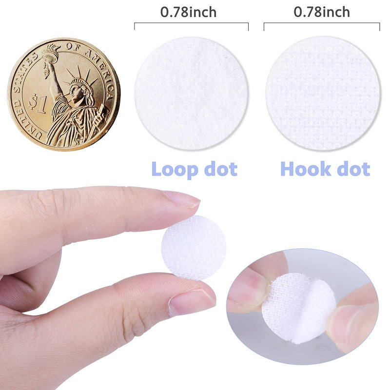  [AUSTRALIA] - 300pcs(150 Pairs Sets) Self Adhesive Dots, 0.78inch/ 20mm Diameter Sticky Back Nylon Coins, Hook & Loop Round Adhesive Strips Fastener Tapes with Stick for Arts, School, organizing- White