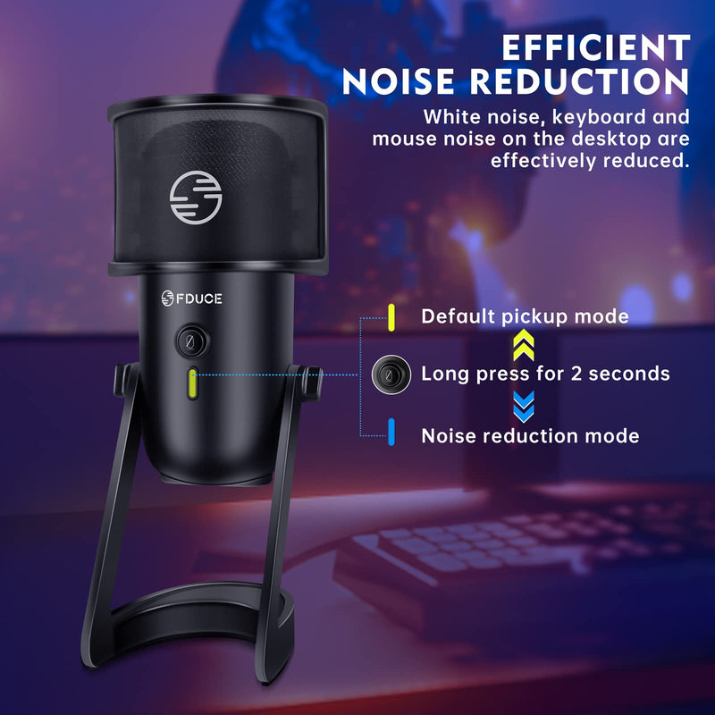  [AUSTRALIA] - USB Computer Microphone, FDUCE SL168 Noise Reduction Mic for PC with Mute, Volume Gain, Headphone Monitoring Function. Suitable for YouTube, Streaming, Podcast, Gaming On MacOS&Windows Black