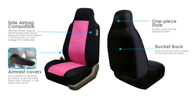  [AUSTRALIA] - FH Group FB150PINKBLACK102 Pink/Black Heart Patterned Velour Seat Cover (Accessory Set W. Steering Wheel Cover and Pair of Fuzzy Dice)